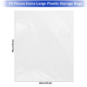 10 Pack Giant Clear Moving Bags Clear Plastic Storage Bags fot Transport Extra Large Reusable Storage Bag for Big Plush Toys Luggage, Suitcase, Clothes, Grocery, Comforters and Blankets 24×35 inches