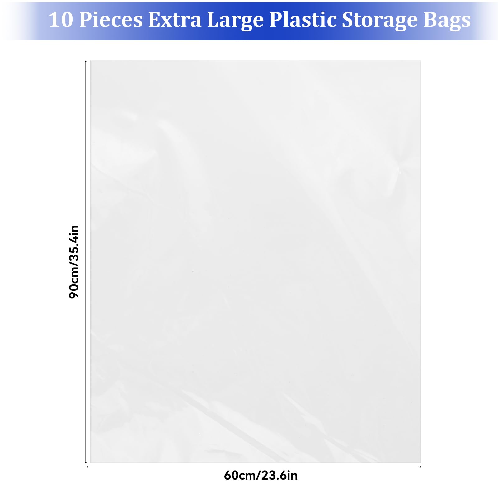 10 Pack Giant Clear Moving Bags Clear Plastic Storage Bags fot Transport Extra Large Reusable Storage Bag for Big Plush Toys Luggage, Suitcase, Clothes, Grocery, Comforters and Blankets 24×35 inches