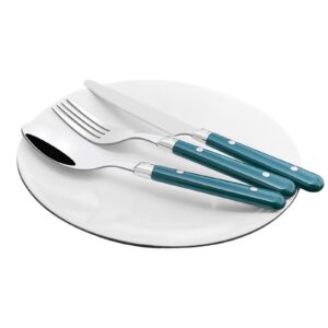 SENIDIKE 5/20/30-Piece Thickened Stainless Steel Silverware Flatware Cutlery Set Service for 1/4/6, Steak Knife And Fork Spoon Dessert Tea Spoon Fruit Fork, Durable Reusable White Blue Green Red