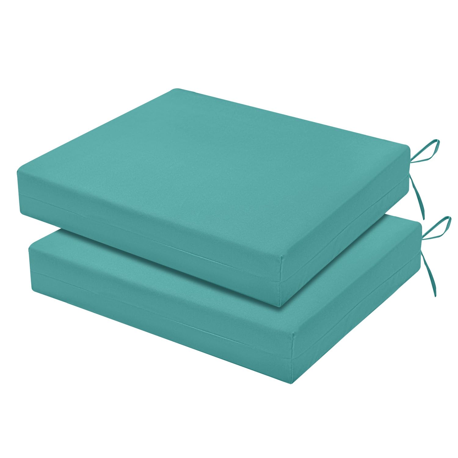 LOVTEX Outdoor Chair Cushions Set of 2, Outdoor Patio Chair Cushions with Ties,Waterproof Chair Cushions for Outdoor Furniture, 18.5 x 16 x 3 inch,Teal