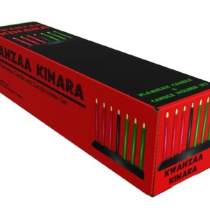 Kwanzaa Kinara Candle Holder Set with Flameless Battery Powered Electric Candles