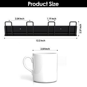 Geilihome Mug Wall Hooks No Drilling, Wall-Mounted Coffee Mug Holder Adhesive Glass Cup Rack Mug Hanger for Cupboard Storage, Kitchen Organizers, Cabinet Shelf Hanging Utensils (2pcs Black)