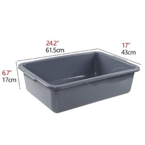 Yesdate 4-Pack 32 L Large Bus Tubs, Commercial Tote Box, Plastic Bus Box, Grey