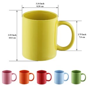 Evanda Coffee Mugs Set of 6 Pieces 12oz, Ceramic Cups with Handle for Latte, Hot Tea, Cappuccino, Mocha, Cocoa, Milk, Dishwasher Safe, Mutil Colors