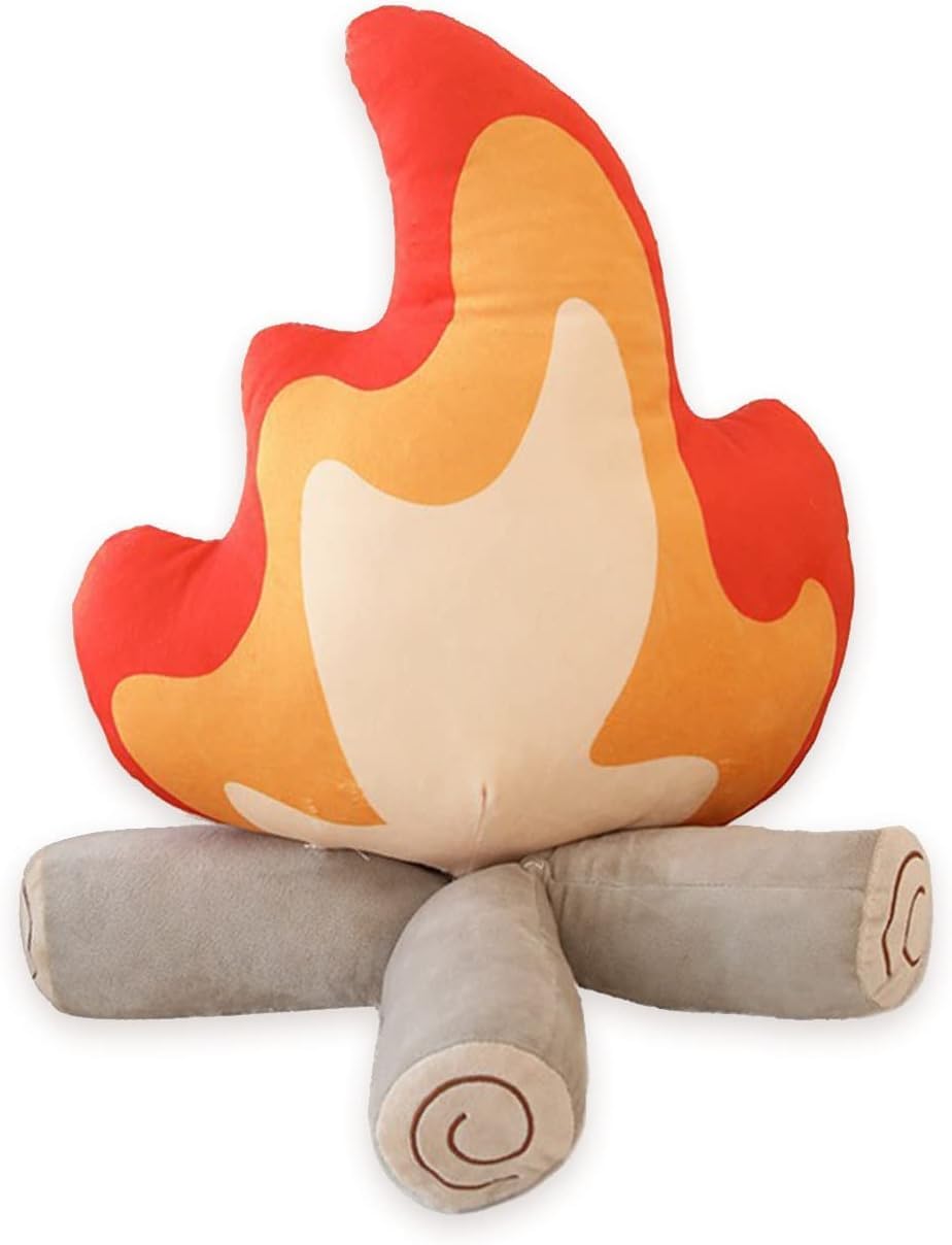 Hgplvxj Simulation Campfire Plush Pillow, Flame Stuffed Plush Toy Room Decoration Birthday Xmas Gift for Kids (11.8Inch)