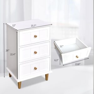 Ceredeme Nightstand with 3 Drawers, Wooden Side Table Bedroom Storage Cabinet, Simple and Exquisite Furniture in Small Space