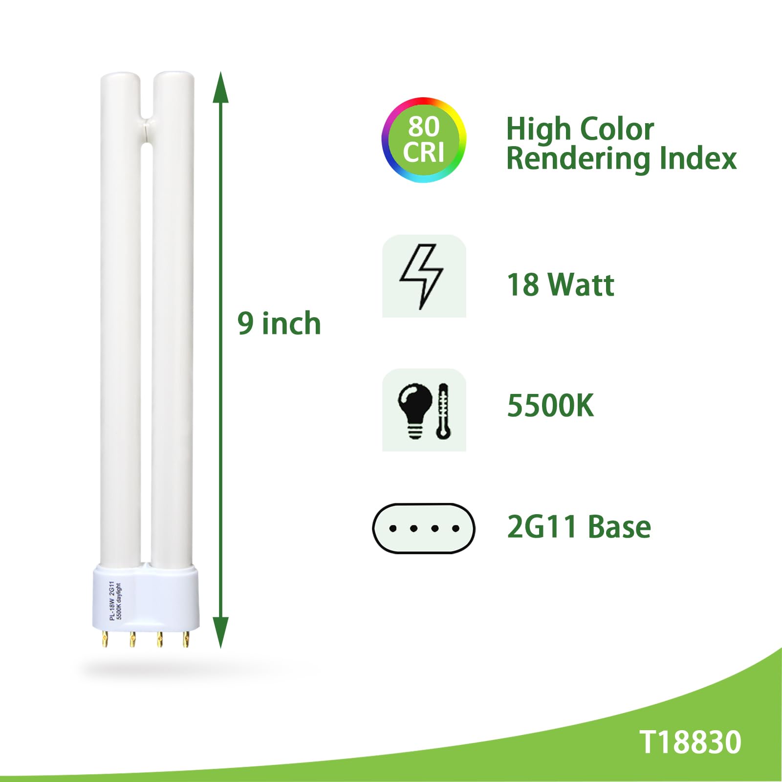 PL18-B-FFP 18W Replacement for OttLite T18330 T186C0 T40112 Fluorescent Light Bulb,18W Fluorescent Light Bulbs Tpye B,5500K Bright Natural Daylight,2G11 Base,2Pack