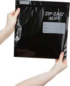 zip zag bag black (1/2 lb) 10x large zip lock bags (10.5" x 11") | say goodbye to stale herbs and spices with food safe zipper bags | resealable, reusable, washable and airtight zipper bags