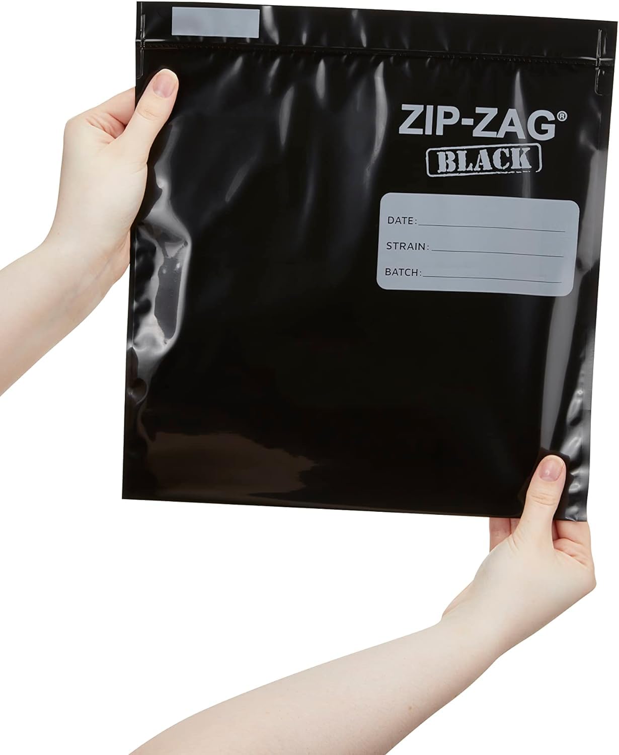 Zip Zag Bag Black (1/2 LB) 10x Large Zip Lock Bags (10.5" x 11") | Say Goodbye to Stale Herbs And Spices With Food Safe Zipper bags | Resealable, Reusable, Washable and Airtight Zipper Bags