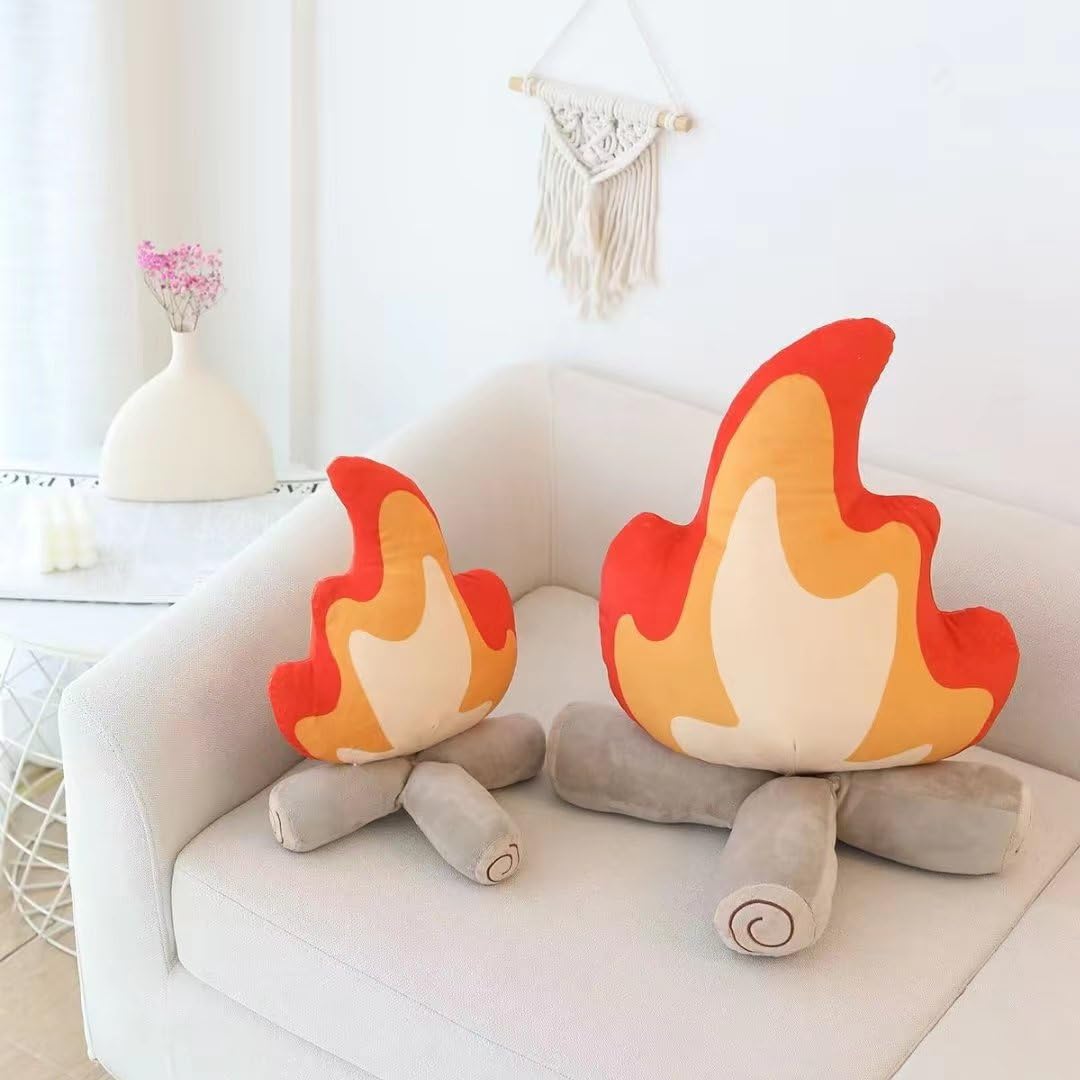 Hgplvxj Simulation Campfire Plush Pillow, Flame Stuffed Plush Toy Room Decoration Birthday Xmas Gift for Kids (11.8Inch)