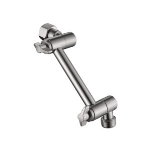 senhozi adjustable shower arm extension, brushed nickel 4 inch shower head extension arm to lower or raise rain or handheld shower head to your height & angle, se003bn