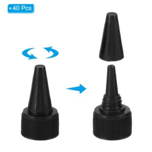 PATIKIL Twist Bottle Caps, 40Pcs 20/410 Squeeze Bottle Cap Replacement Caps for Glue Dispensing Bottles Dispensing Caps Paint Bottles, Black