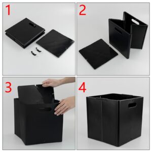 Anbers 4 Packs Collapsible Plastic Cube Storage Bins, Black Foldable Storage Cube Bins