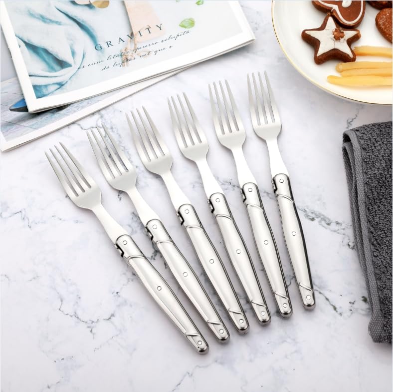 Laguiole by Hailingshan Forks Set of 6 Light Premium Dishwasher Safe Stainless Steel Flatware Silverware with Gift Box