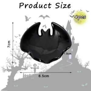 AnyDesign 4 Pieces Halloween Bat Coffee Spoon Rest Black Ceramic Bat Teaspoon Holder Spooky Home Decor Accessories for Halloween Teacher Gift Kitchen Office Coffee Bar Coffee Stirrers