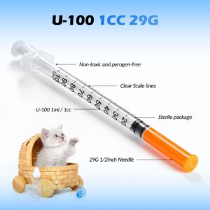 1ml 29 Gauge Syringes 1cc 1/2 Inch 13mm Lab Disposable Syringe for Refilling or Dispensing, Pack of 100