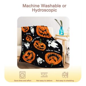 aqtoelca Halloween Teen Throw Blanket Trick or Treat Lightweight Pumpkin Blankets for Couch Sofa Outdoor Fleece Blankets and Throws Halloween Holiday Decorative Blanket 50x60-02