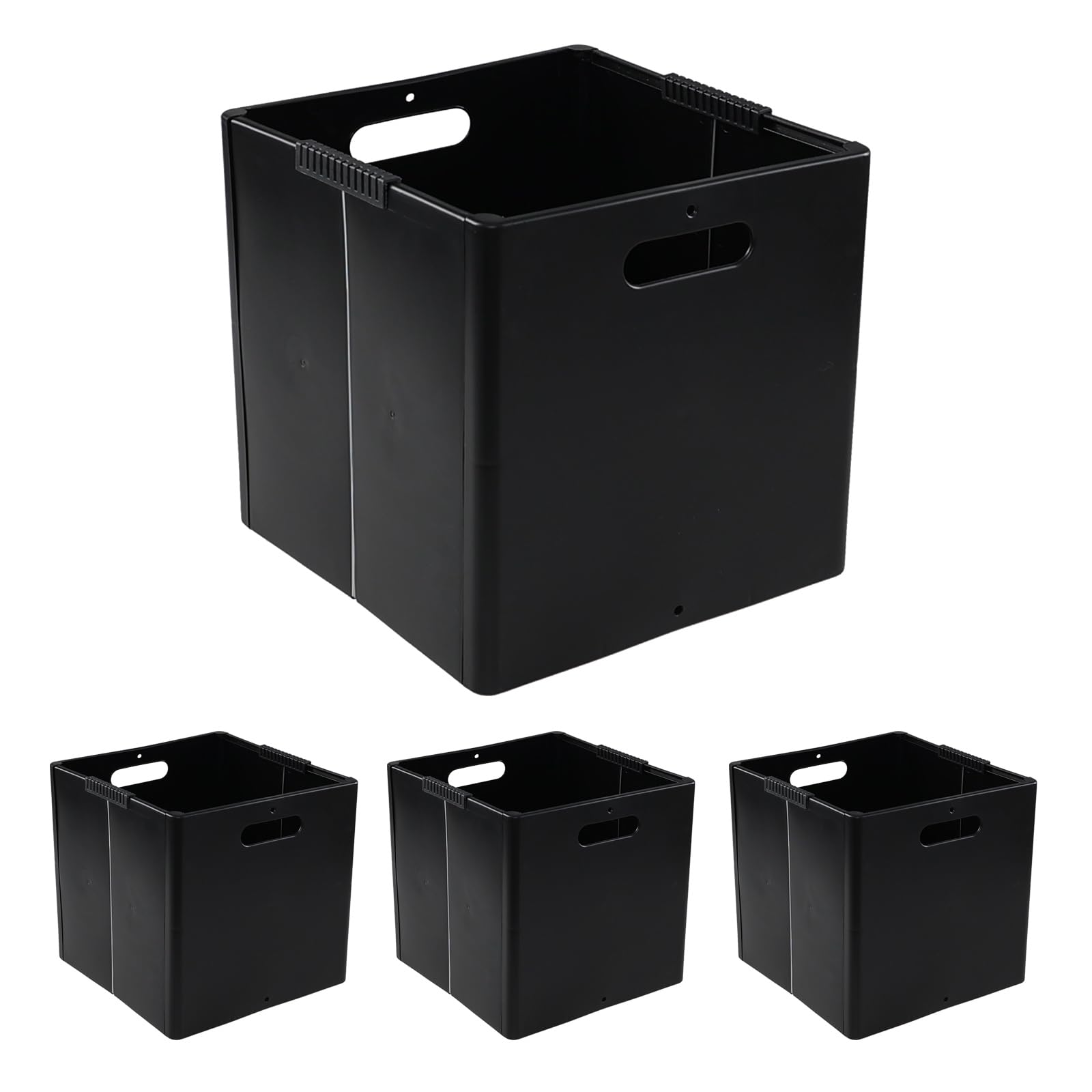 Anbers 4 Packs Collapsible Plastic Cube Storage Bins, Black Foldable Storage Cube Bins