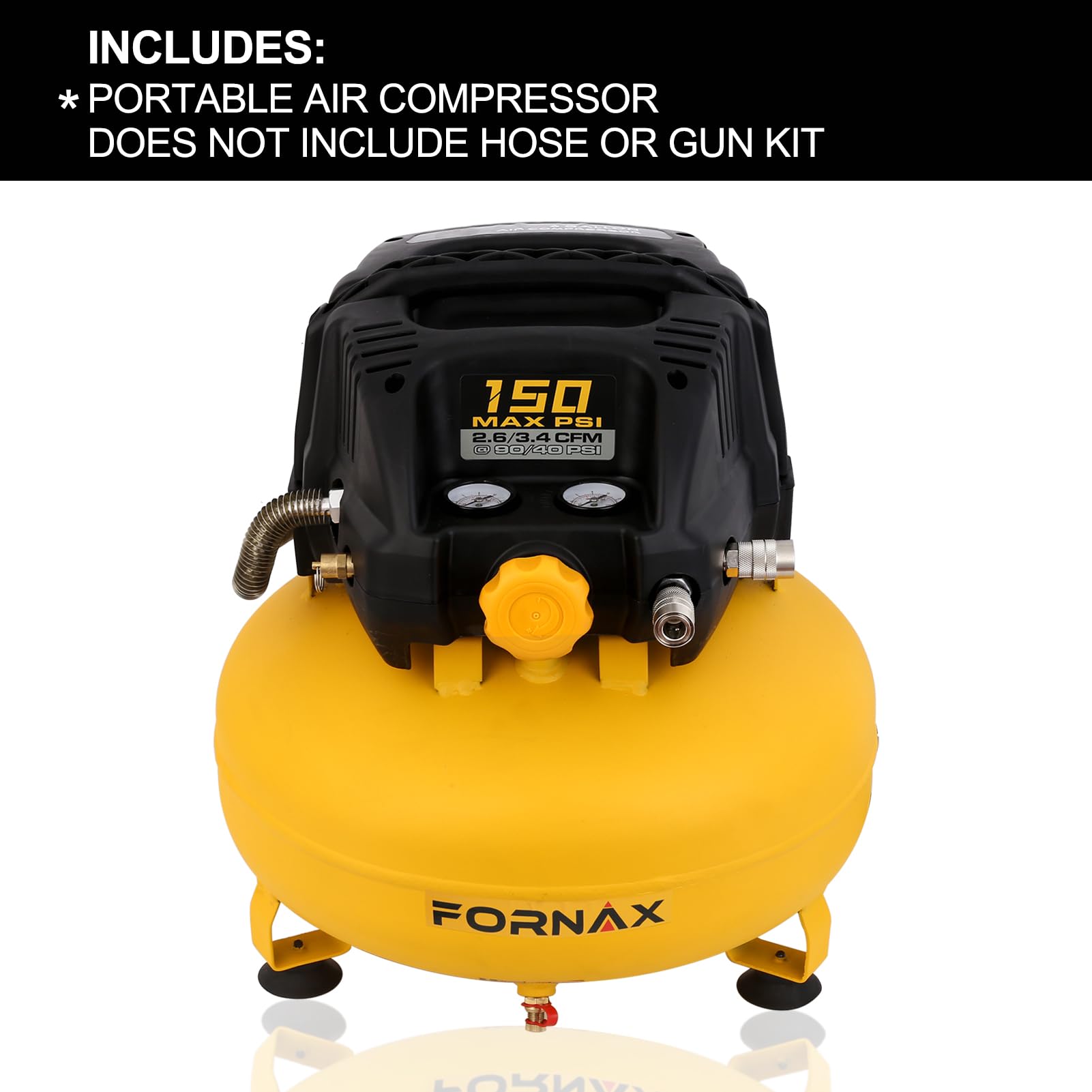 FORNAX Pancake Air Compressor with two couplers, 6 Gallon Portable Electric air compressor, 150 PSI, Oil -Free with 14 PCS Air Compressor Accessories Kit (Pancake)