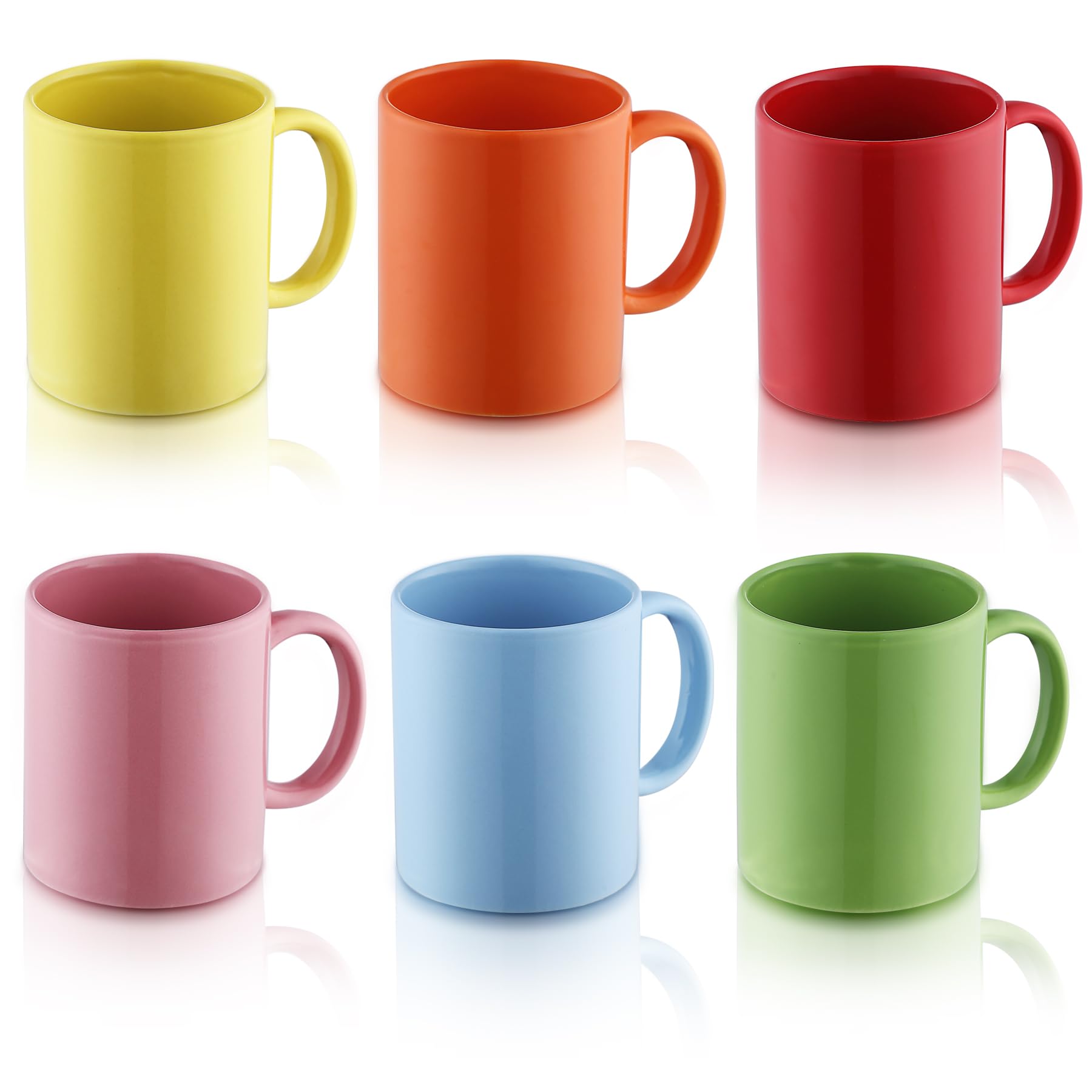 Evanda Coffee Mugs Set of 6 Pieces 12oz, Ceramic Cups with Handle for Latte, Hot Tea, Cappuccino, Mocha, Cocoa, Milk, Dishwasher Safe, Mutil Colors