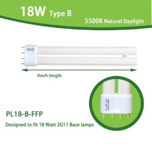 PL18-B-FFP 18W Replacement for OttLite T18330 T186C0 T40112 Fluorescent Light Bulb,18W Fluorescent Light Bulbs Tpye B,5500K Bright Natural Daylight,2G11 Base,2Pack