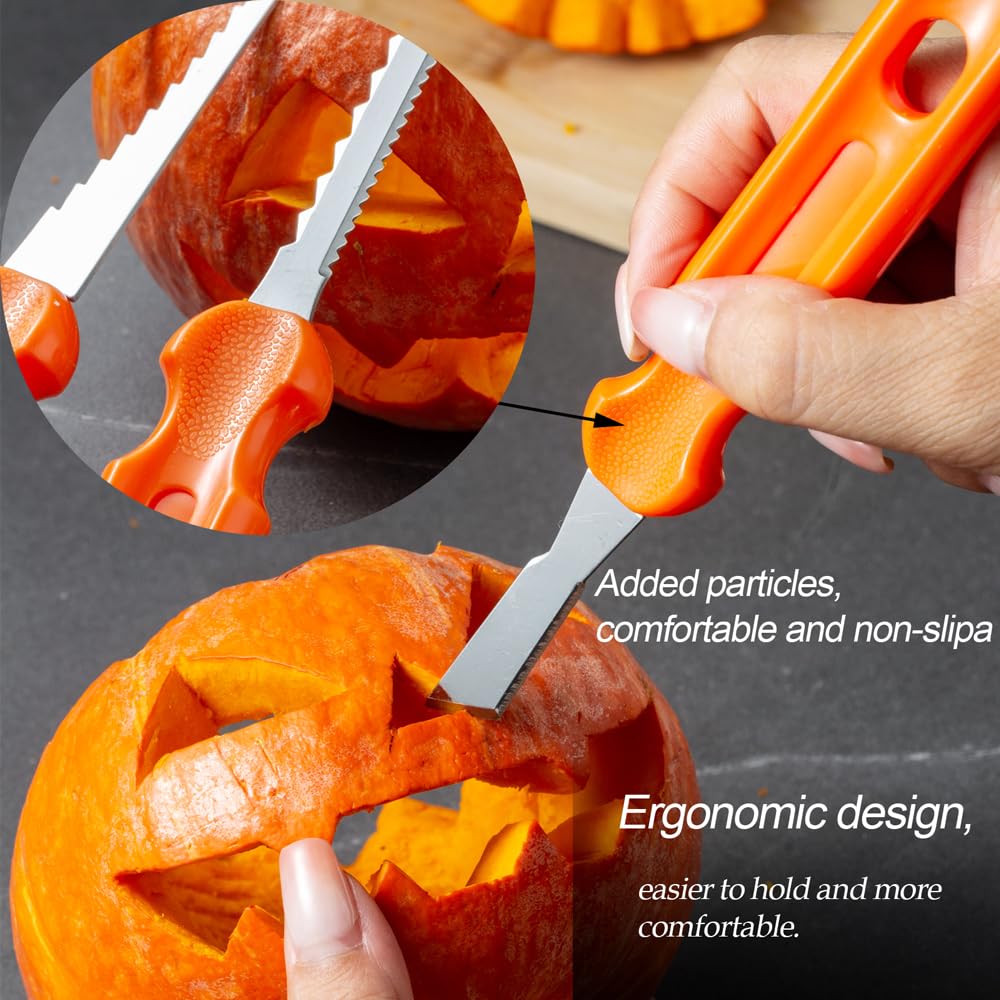 NWESTUN Halloween Pumpkin Carving Kit Tools, Professional Heavy Duty Carving Set, Stainless Steel Pumpkin Carving Set, Halloween Pumpkin Carving Tools-Gift for Halloween(7PCS)