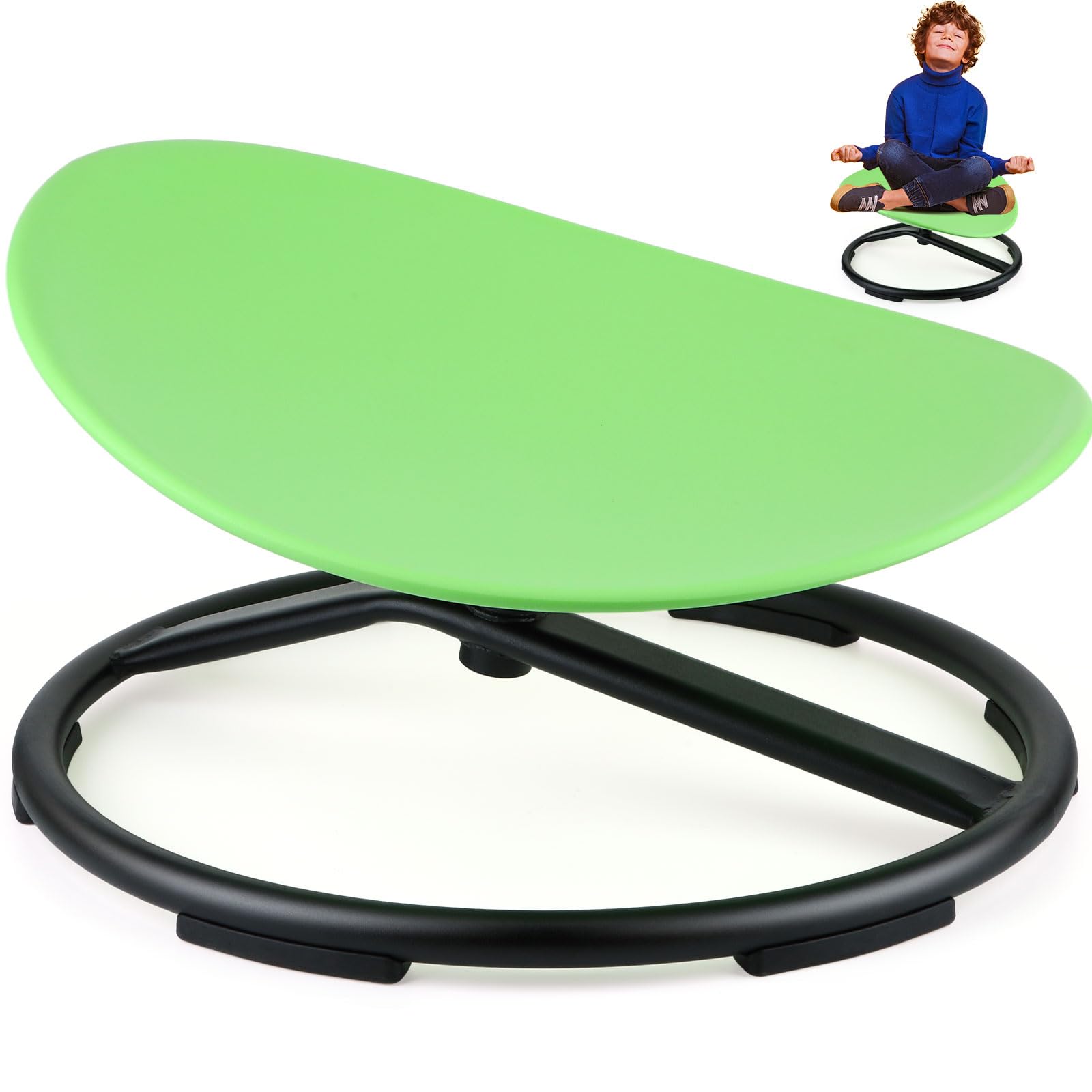 Leyndo Kids Sensory Chair Swivel Spinning Chair for Autism Kids Toddlers Wobble Chair Seat Rocking Chair for Kids Improve Balance Relief of Motion Sickness (Green,Egg Shape)