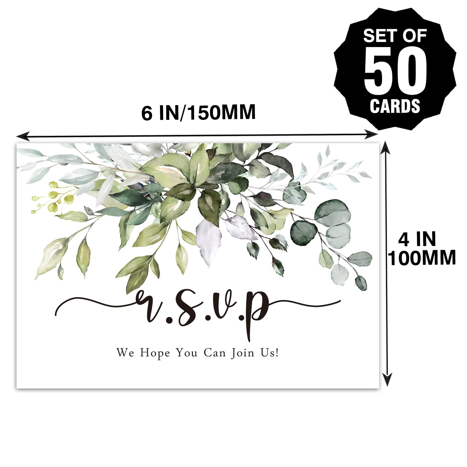 KORTTITALO 50 RSVP Postcards - Rustic leaf Response Cards, Blank with Mailing Side, Response Cards for Wedding, Bridal Shower, Baby Shower, Bachelorette Party.