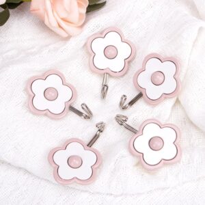 Comidox 5Pcs Cute Floret Utility Hooks Adorable Waterproof Key Hook Wall Hooks Adhesive for Kitchen Bathroom Towels Hats(Random Color)