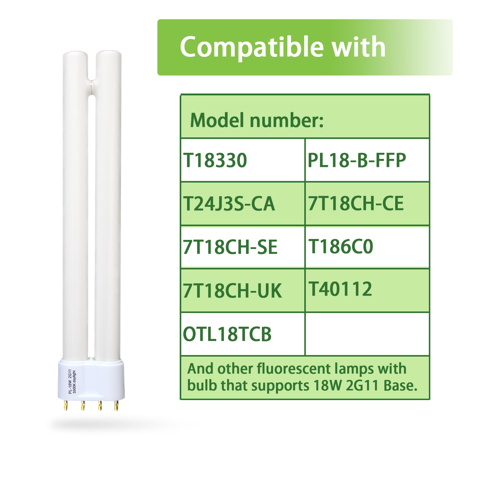 PL18-B-FFP 18W Replacement for OttLite T18330 T186C0 T40112 Fluorescent Light Bulb,18W Fluorescent Light Bulbs Tpye B,5500K Bright Natural Daylight,2G11 Base,2Pack