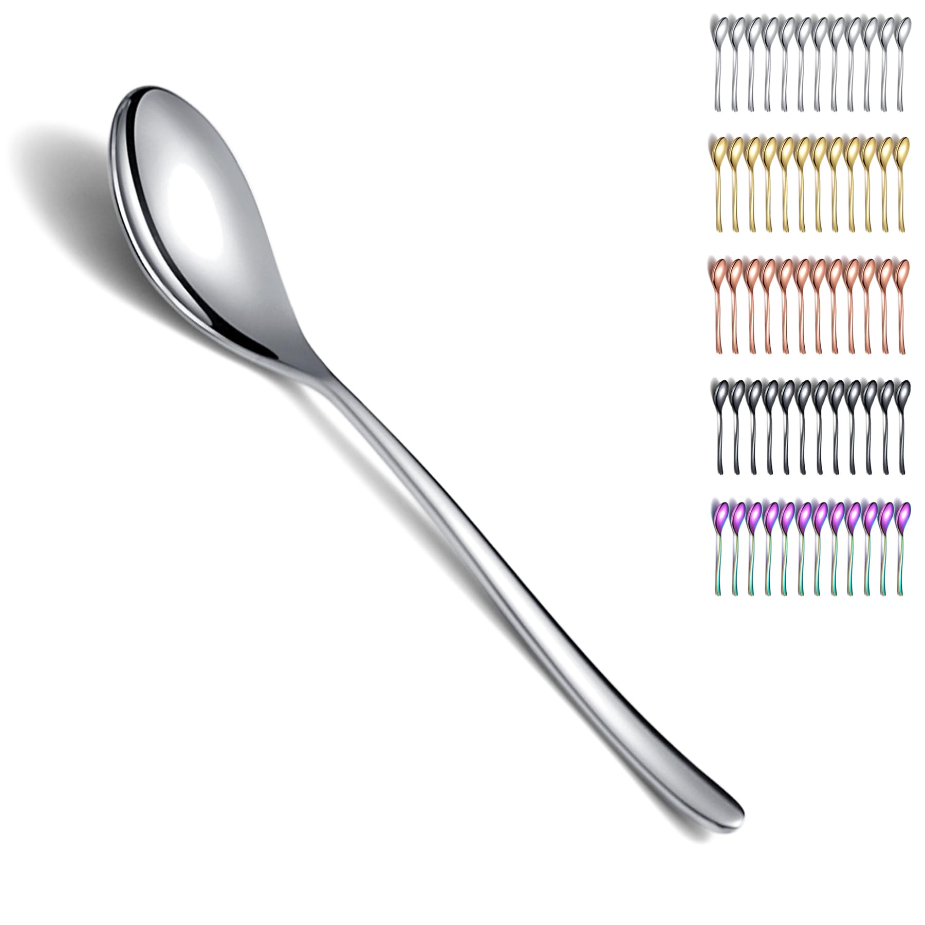 Kyraton Dinner Spoons Set of 12 Pieces, 8" Stainless Steel Table Spoons, Soup Spoons, Spoons Silverware Set, Dishwasher Safe