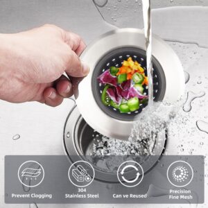 Kitchen Set of 2 Sink Strainers, Flexible Silicone Good Grip Kitchen Sink Drainers, Traps Food Debris and Prevents Clogs, Large Wide 4.5’ Diameter Rim (Silver Black)