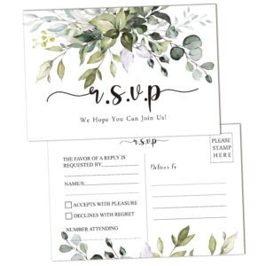 korttitalo 50 rsvp postcards - rustic leaf response cards, blank with mailing side, response cards for wedding, bridal shower, baby shower, bachelorette party.