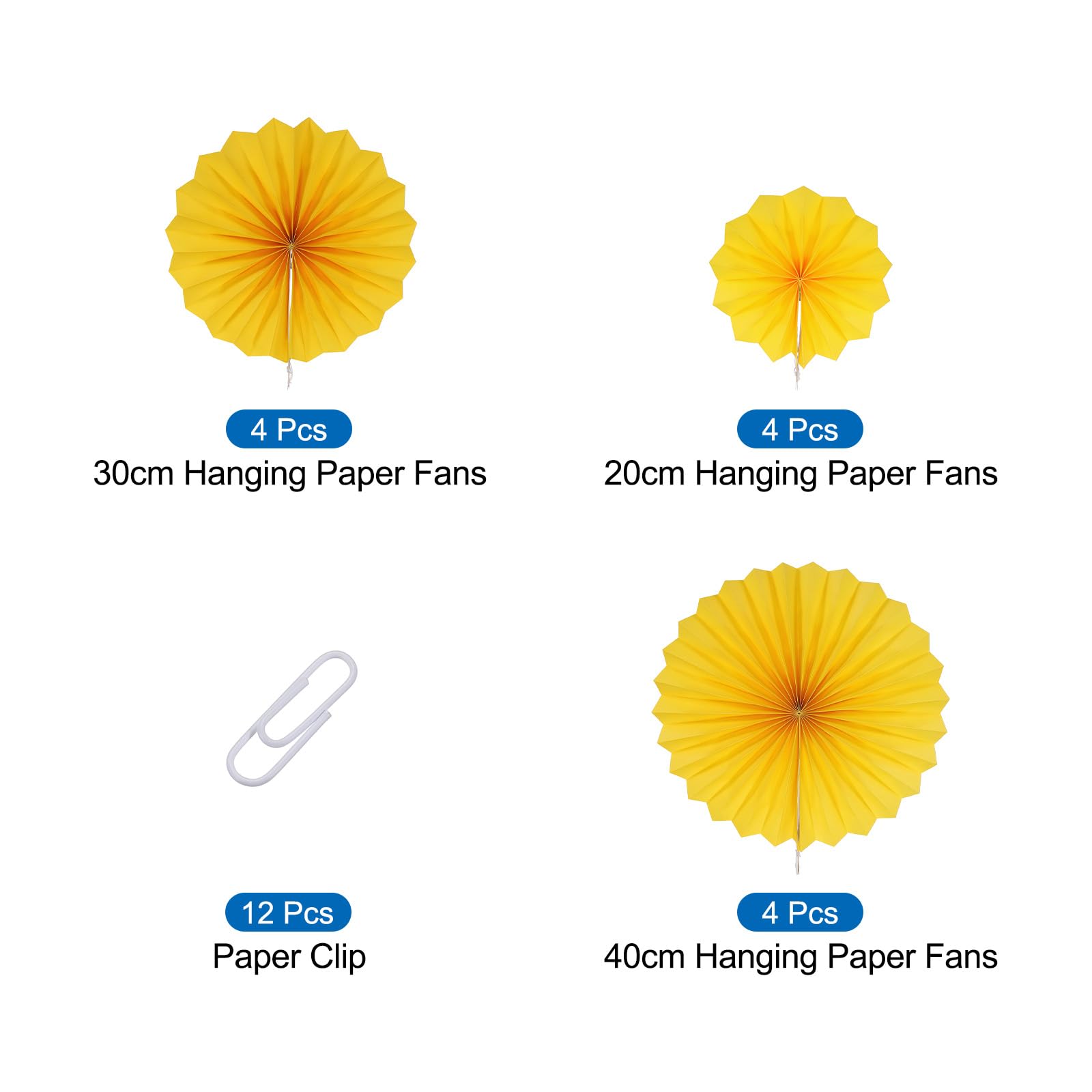 MECCANIXITY Hanging Paper Fans Party Set 12Pcs Round Pattern Hanging Paper Fans Decoration for Home Shop Wall Birthday Wedding Graduation Events(Yellow)