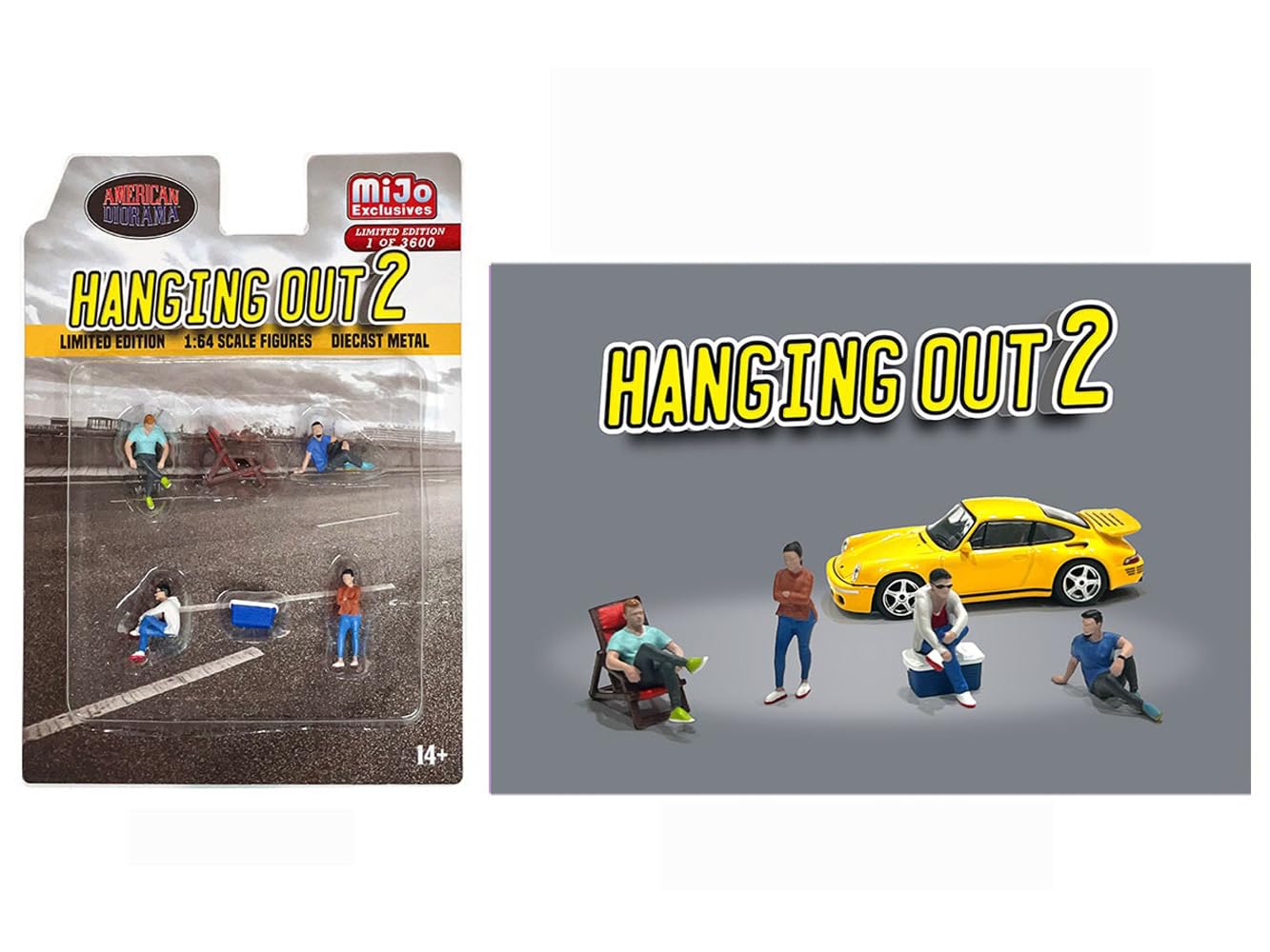 Hanging Out 2" 6 Piece Diecast Figure Set (4 Figures, 1 Seat, 1 Cooler) Limited Edition to 3600 Pieces Worldwide for 1/64 Scale Models by American Diorama AD-76518MJ