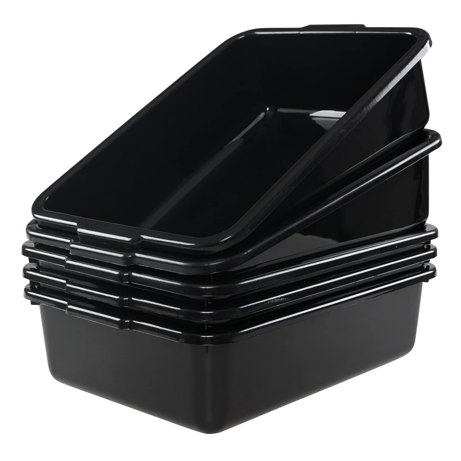 Cinkyou 5 Packs 8 L Commercial Bus Tub /Tote, Small Plastic Utility Boxes, Black