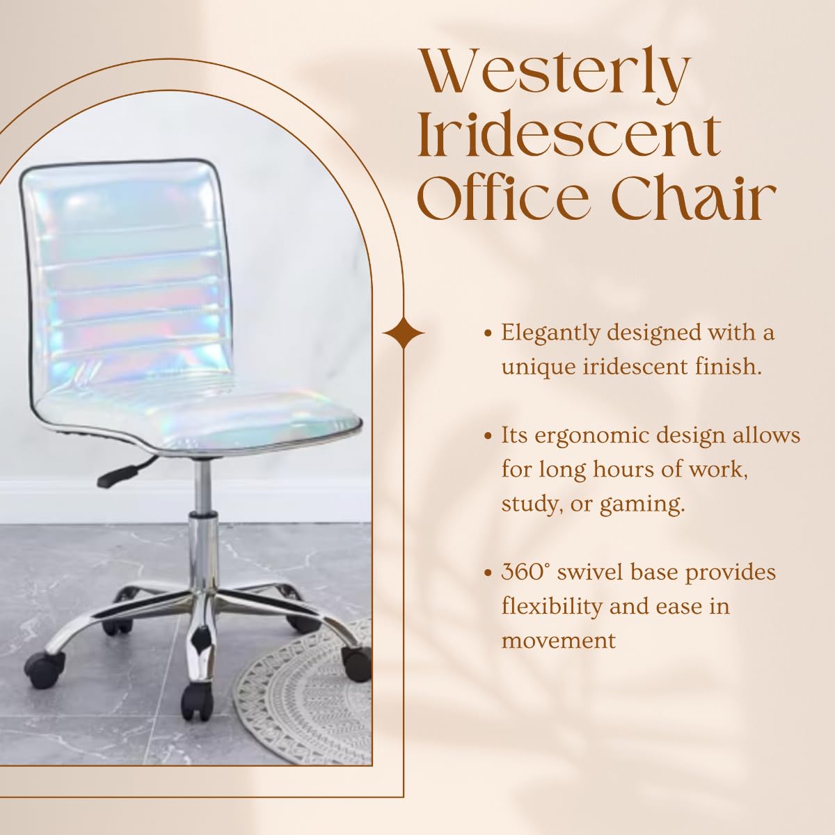 Westerly Soft Padded Iridescent Swivel Desk Chair (21.5" L x 16.5" W x 30.0" H)