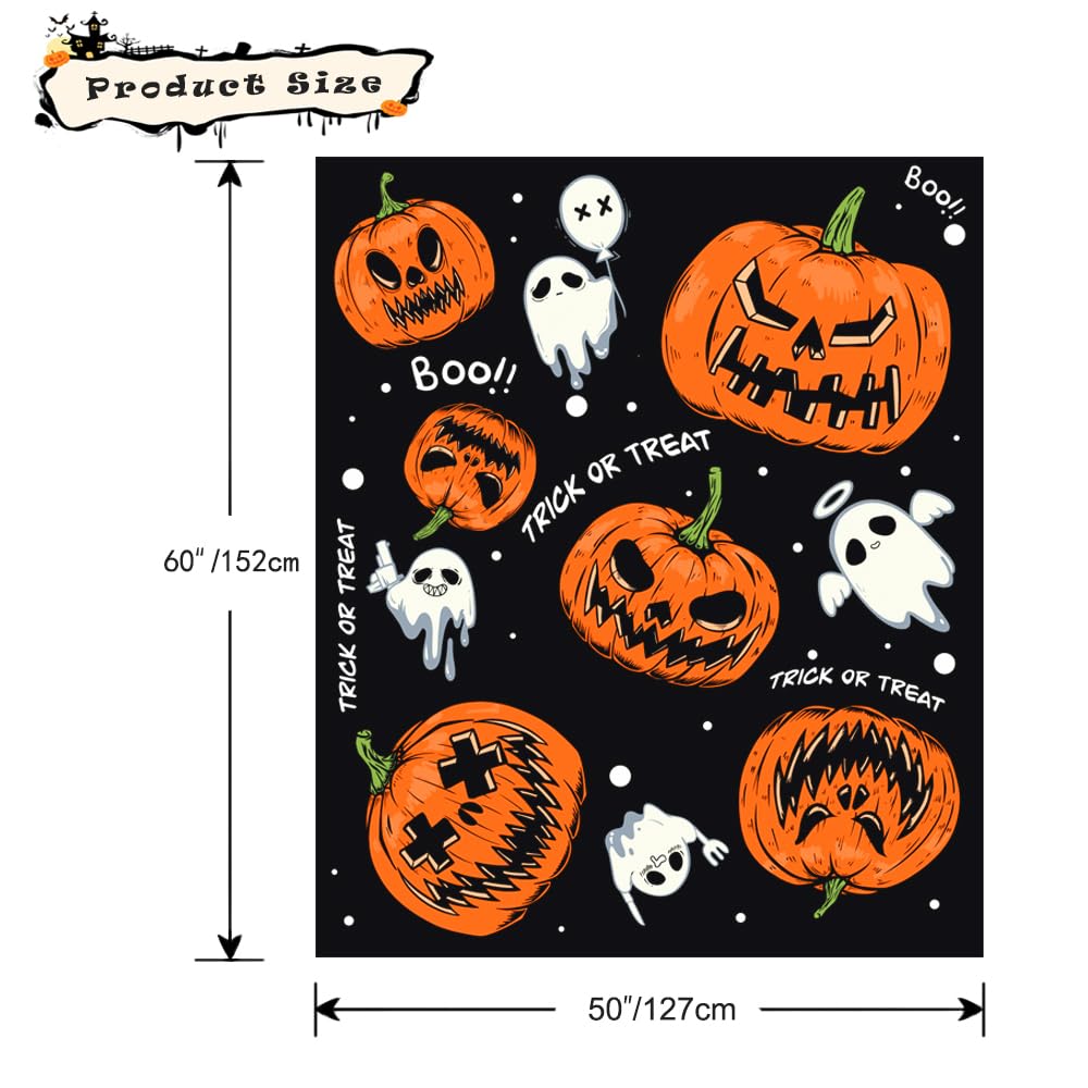 aqtoelca Halloween Teen Throw Blanket Trick or Treat Lightweight Pumpkin Blankets for Couch Sofa Outdoor Fleece Blankets and Throws Halloween Holiday Decorative Blanket 50x60-02