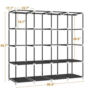 MOGELAFOO Portable Closet Wardrobe, 67-Inch Clothes Organizer with 4 Hanging Rods and 8 Shelves, Non-Woven Fabric Cover, Large Capacity Storage for Bedroom and Living Room, Black