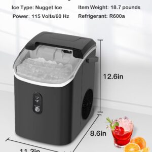 COWSAR Nugget Ice Maker Countertop, Chewable Pebble Ice 34Lbs Per Day, Crunchy Pellet Ice Cubes Maker Machine with Self Cleaning, Compact Portable Design for Home/Kitchen/RV/Office