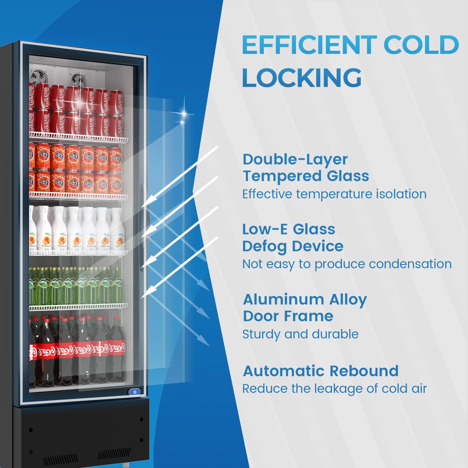 HIPOPLLER 8 Cu.Ft Commercial Display Refrigerator Glass Door Upright Merchandiser Fridge with LED Lightning, Beverage Cooler for Home Restaurant Office Grocery Stores, ETL Approved, Black