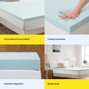 Sweet Home Collection Full Size Mattress Topper 2 Inch Gel Infused Memory Foam Cooling Pad CertiPUR US Certified - Enhance Sleep Quality with Pressure Relief and Temperature Regulation, Full, Blue