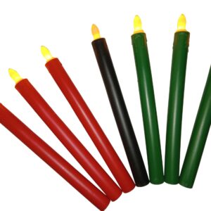 Kwanzaa Kinara Candle Holder Set with Flameless Battery Powered Electric Candles