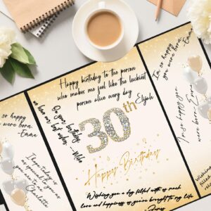 Crenics 30th Birthday Decorations for Her or Him, Creative 30th Birthday Guest Book Alternative, Black and Gold 30th Birthday Signature Book 18 x 12 inch, Great 30 Birthday Gifts for Men or Women