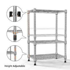 MZG 450 lbs Wire Storage Shelving 3-Tier Utility Shelving Unit Steel Organizer Wire Rack for Home,Kitchen,Office,Chrome(11.8" D x 17.7" W x 26.3" H)