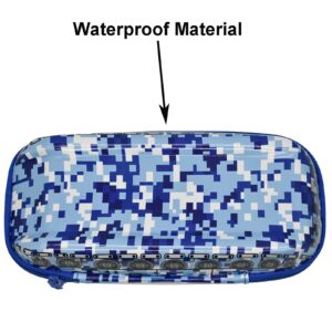 Maydahui Tank Shape Pencil Case Large Capacity Pen Pouch Holder Compartments Organizer Pencil Bag Stationery Box Waterproof EVA Camouflage Blue