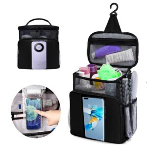 zjstro portable shower caddy,dorm room essentials for guys girls,hanging toiletry bag,college tote bag,mesh shower caddy for dorm,camping,gym,women men travel shower bag-black