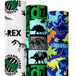 we moment dinosaur wrapping paper rolls 3 rolls 17 inch x 120 inch happy birthday wrapping paper girl kids boy dinosaur wrap paper for dinosaur party birthday wrapping paper