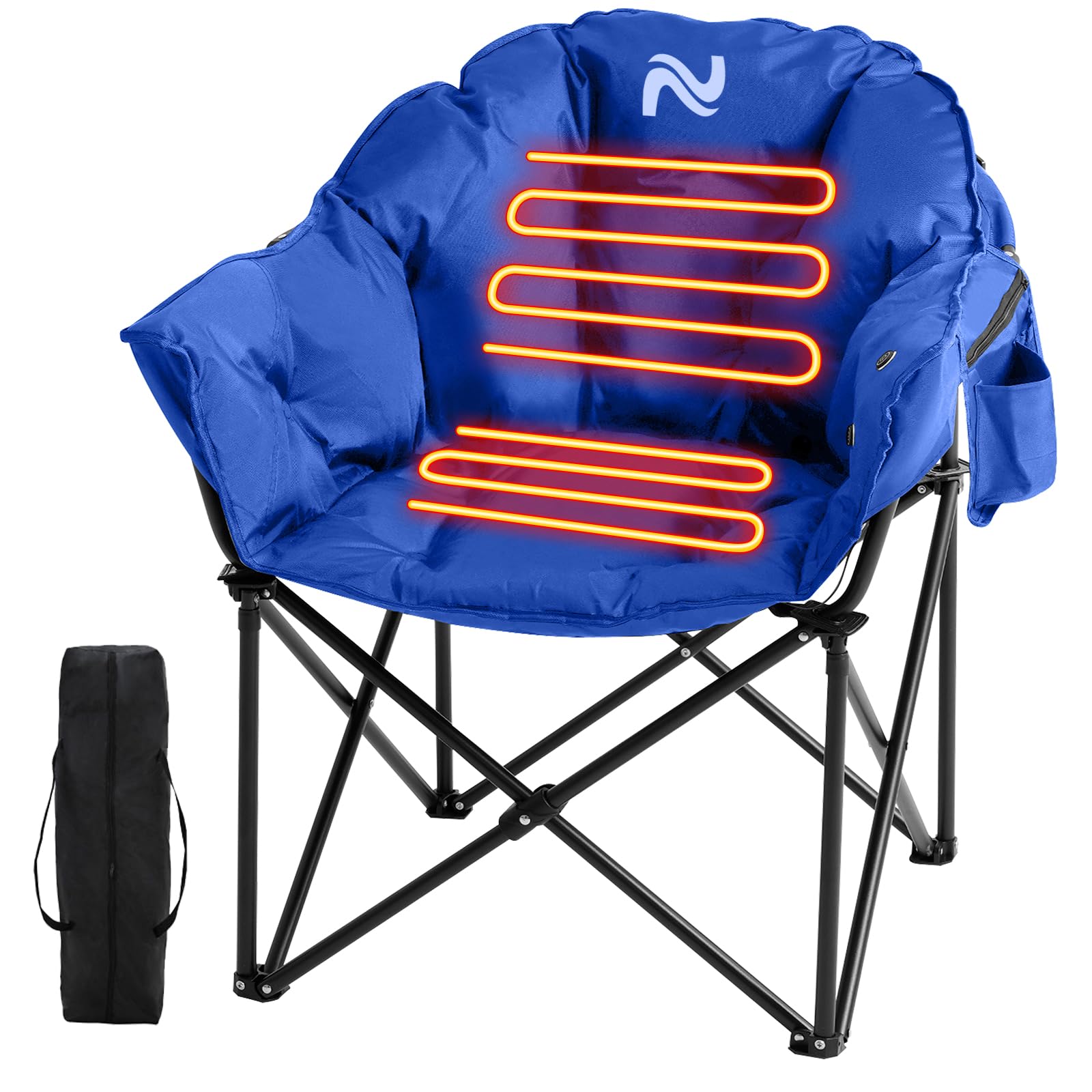 MOPHOTO Heated Camping Chair, Portable Heated Camping Chairs Outdoor, Padded Oversized Heated Folding Chairs Outdoor Sports, Heating Lawn Chair Patio Lounge Chairs for Adults