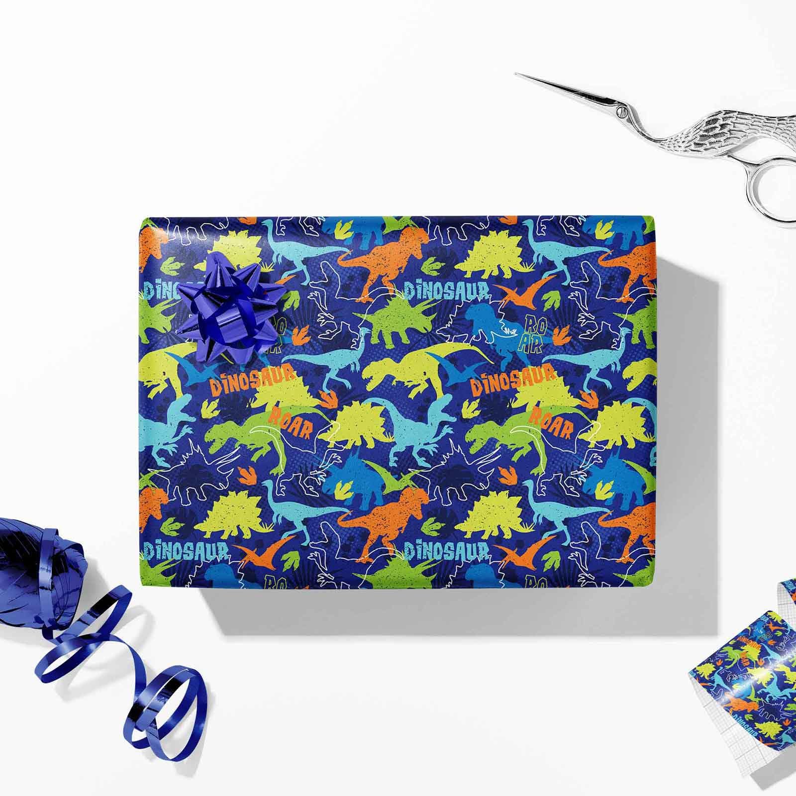 We Moment Dinosaur Wrapping Paper Rolls 3 Rolls 17 inch X 120 inch Happy Birthday Wrapping Paper Girl Kids Boy Dinosaur Wrap Paper For Dinosaur Party Birthday Wrapping Paper